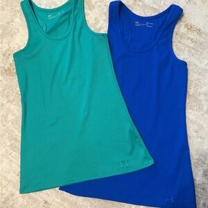 Under Armour Women's Ribbed Tank Tops - Teal and Royal Blue- Small